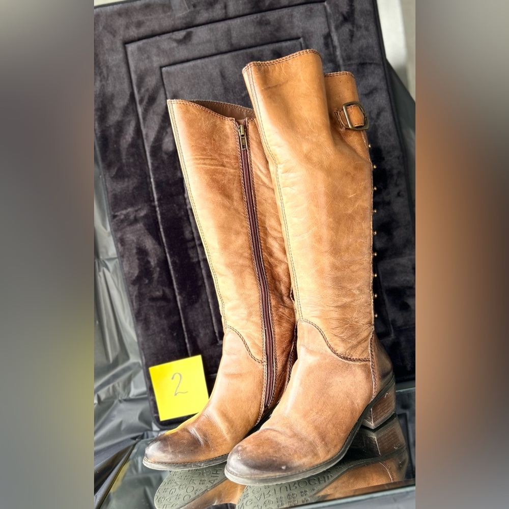Like Brand New, Studded Back, Riding Boot, Tan and Black Ombre
